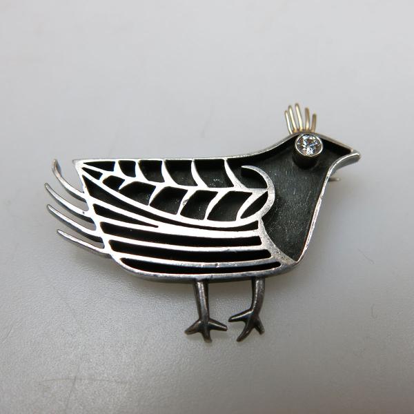 Appraisal: Walter Schluep Sterling Silver And Gold Bird Pin set with