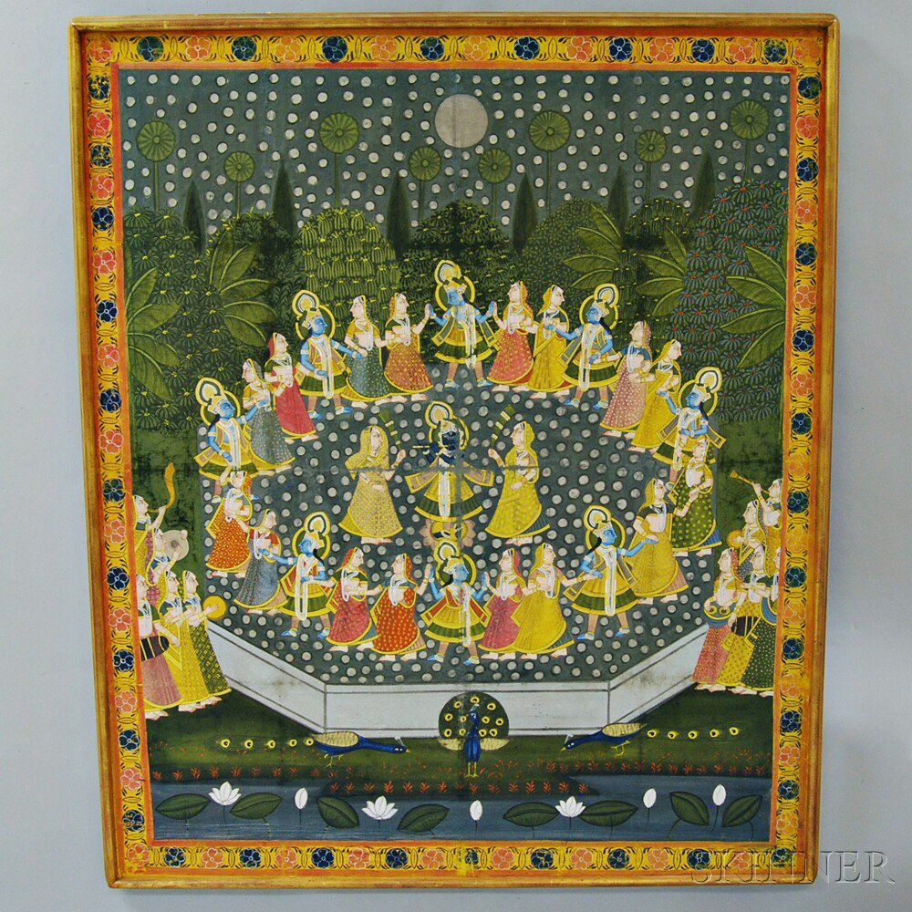 Appraisal: Indian School th Century Procession Unsigned Gouache on woven paper