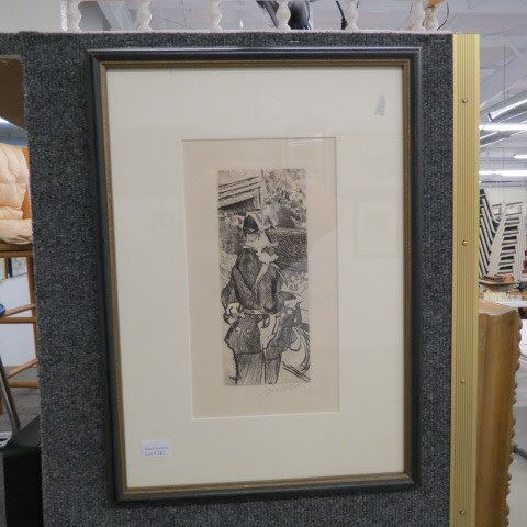 Appraisal: Etching of an Officer image area x signed