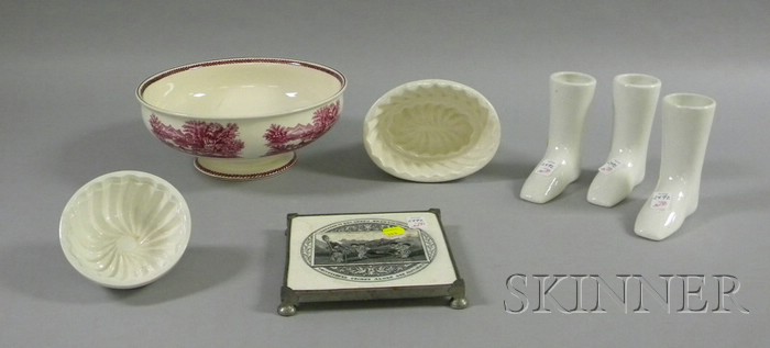 Appraisal: Seven Wedgwood Creamware Articles three children's sock warmers two culinary