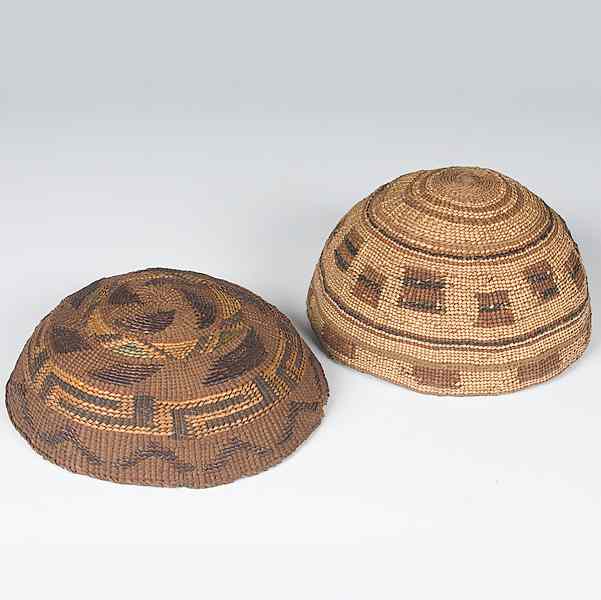 Appraisal: Northern California Basketry Hats lot of includes one Tlingit with