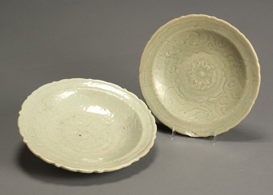 Appraisal: Two Chinese Longquan Celadon 'Chrysanthemum' Dishes Ming Dynasty - Each