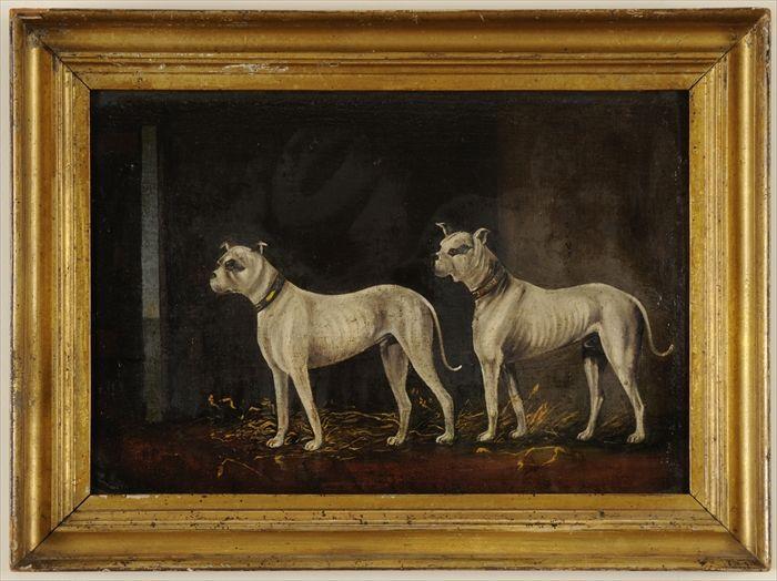 Appraisal: ENGLISH SCHOOL STAFFORDSHIRE TERRIERS - YOUNG STORM AND OLD STORM