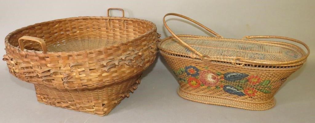 Appraisal: VICTORIAN ERA BASKETSca - Iroquois Tribe type porcupine weave accented