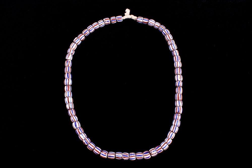 Appraisal: Venetian Striped Tubular Trade Bead Necklace For your consideration is