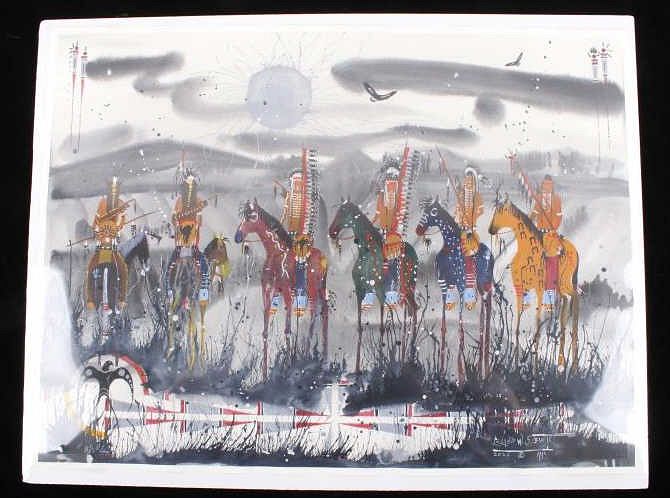 Appraisal: Original Watercolor by Crow Native Leland Stewart Included in this