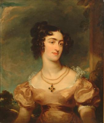 Appraisal: ENGLISH SCHOOL Portrait of a Lady wearing a pearl and