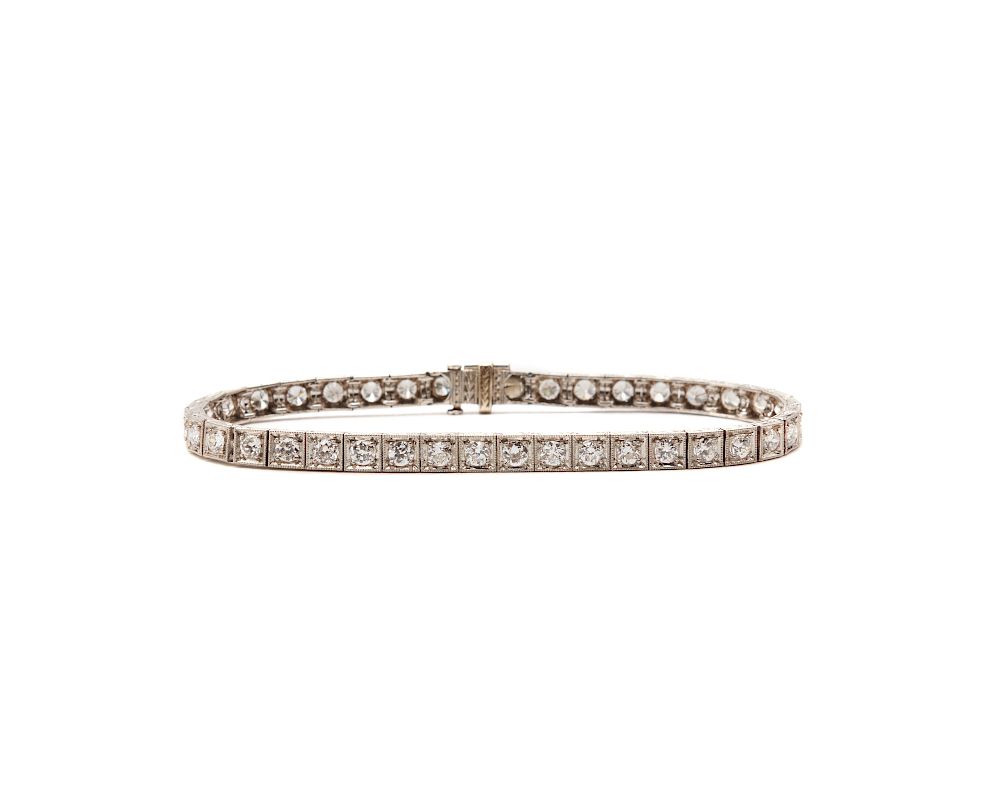 Appraisal: Platinum and Diamond Line Bracelet Platinum and Diamond Line Bracelet