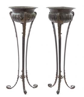 Appraisal: A Pair of Neoclassical Iron and Tole Jardinieres th century