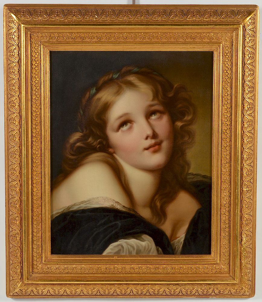 Appraisal: th C Continental Portrait of Young Girl O C Oil