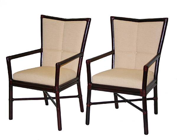 Appraisal: A set of three Orlando Diaz-Azcuy 'Cambria' armchairs McGuire Furniture