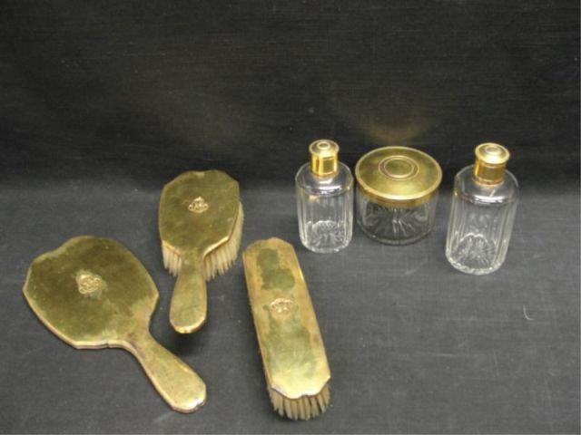 Appraisal: Puiforcat Silver and Gilt Vanity Set Signed on bottom PURIFORCAT