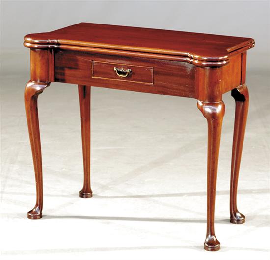 Appraisal: George III mahogany card table circa folding top with lobed