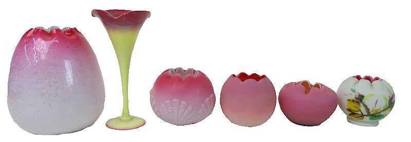 Appraisal: Six Collectible Art Glass Pink Rose Bowls Six Collectible Art