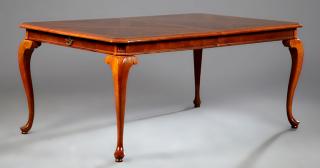 Appraisal: Edwardian Style Inlaid Mahogany Dining Table th c the rectangular