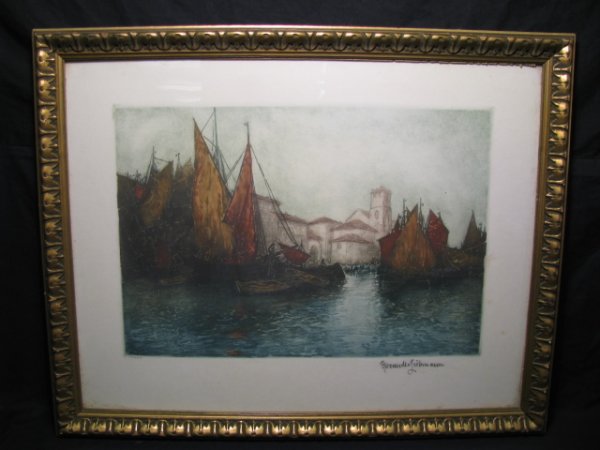 Appraisal: Hand colored steel engraving by Russian- American artist Alexander Liebmann