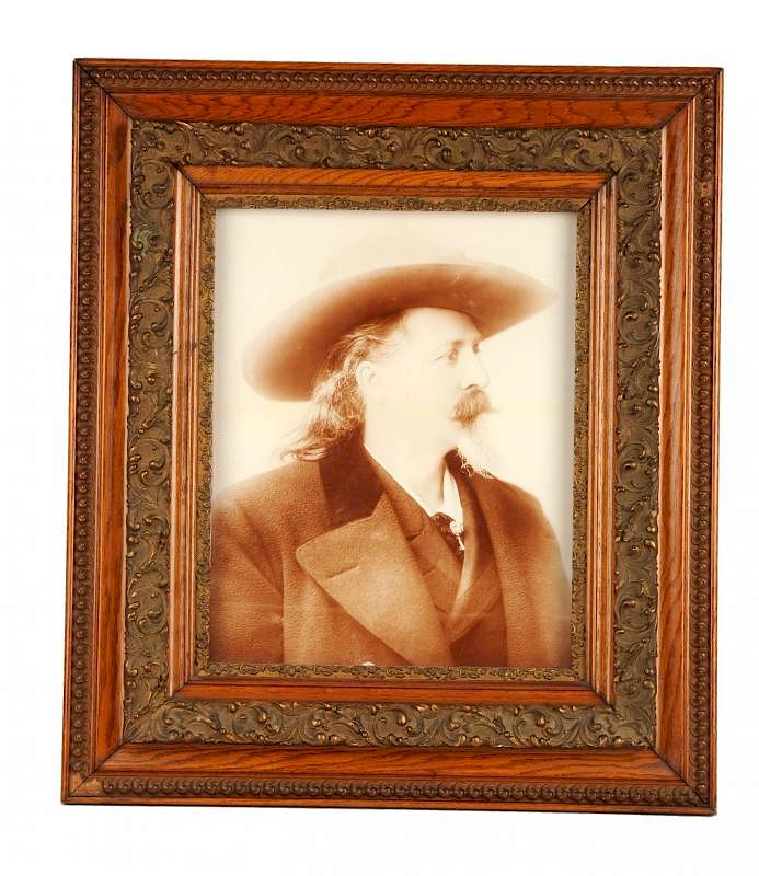 Appraisal: Oversized Buffalo Bill Framed Portrait This portrait of Buffalo Bill