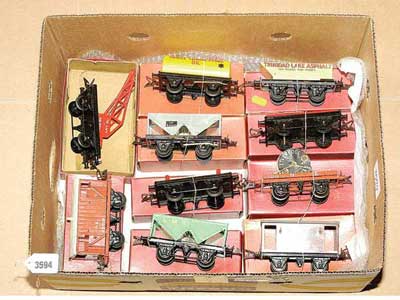 Appraisal: Hornby O Gauge Post-war -wheel Goods Rolling Stock consisting of