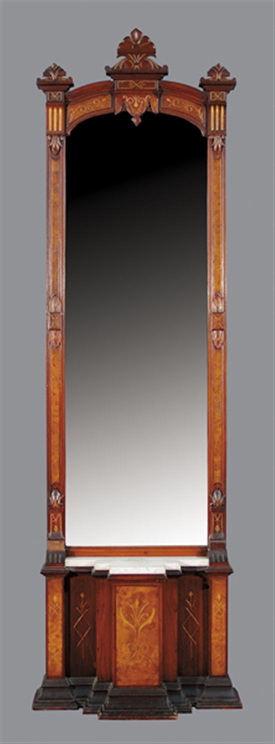 Appraisal: Eastlake Victorian carved walnut and burl pier mirror circa tall