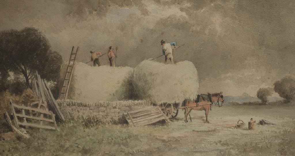 Appraisal: SAMUEL WAGSTAFF fl late th CENTURY HAYMAKING WATERCOLOUR signed cm