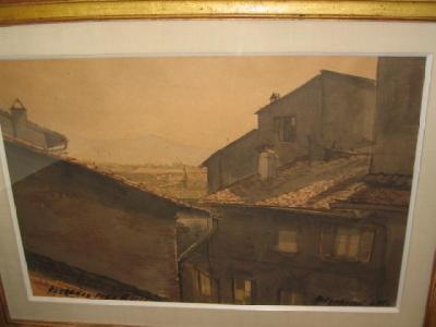 Appraisal: ROMANO STEFANELLI Italian b View of Florence watercolour pen and