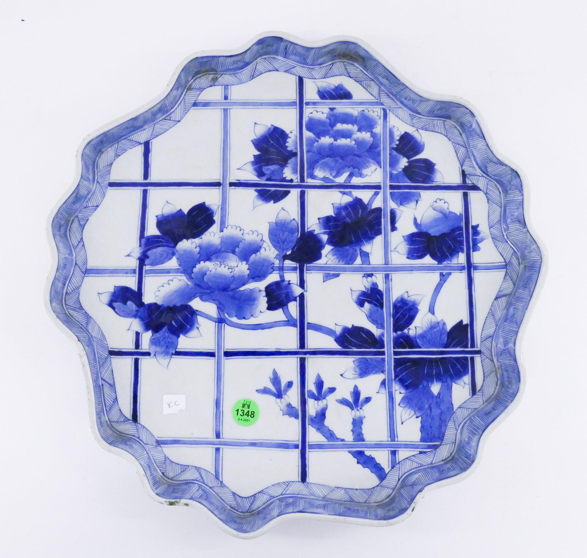 Appraisal: Unusual Meiji Japanese Arita Porcelain Tray- ''- some glaze flaking