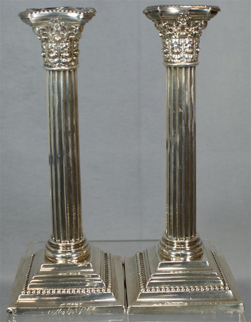 Appraisal: Pr Gorham wtd sterling silver column form candlesticks tall A