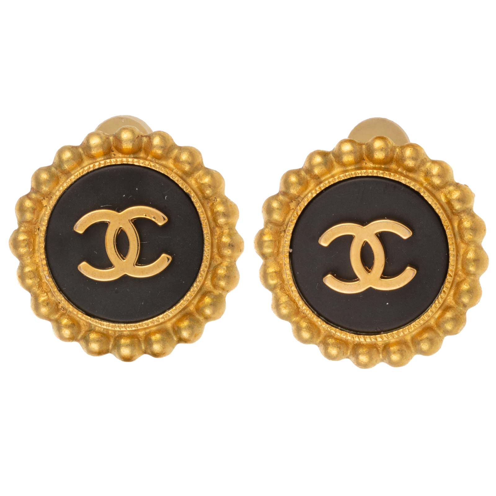 Appraisal: A PAIR OF CHANEL CC ROUND LOGO EARRINGS A pair