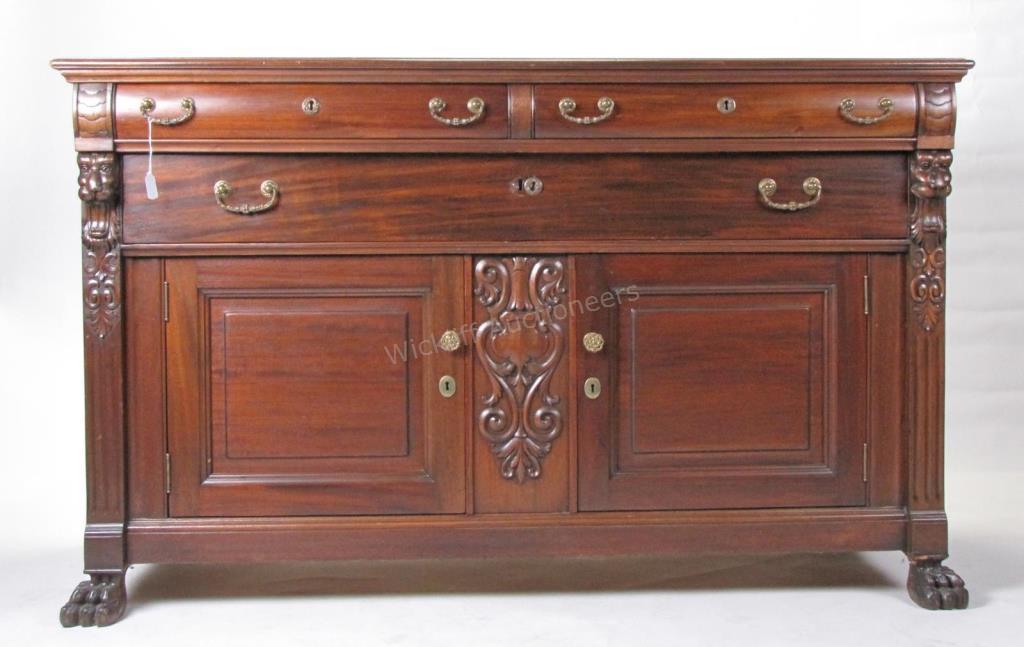 Appraisal: Mahogany buffet with felt lined flatware drawer three drawers two