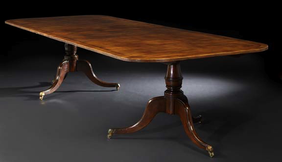 Appraisal: George III-Style Mahogany Dining Table the rounded rectangular top banded