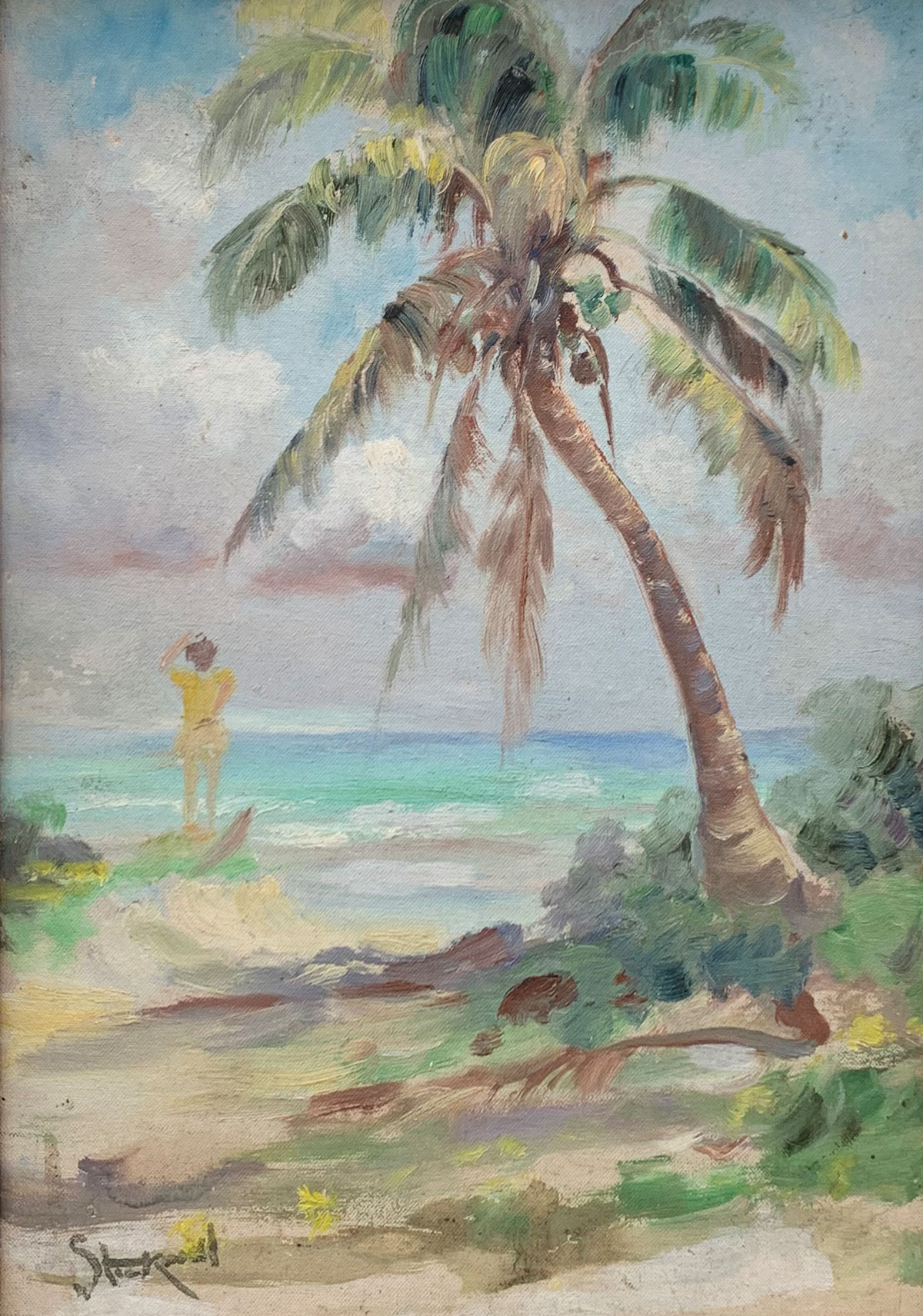 Appraisal: STOCKWELL Catherine Hayes American - Florida Coastal Scene with Figure