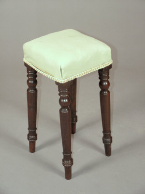 Appraisal: A mahogany stool mid th century the upholstered seat upon