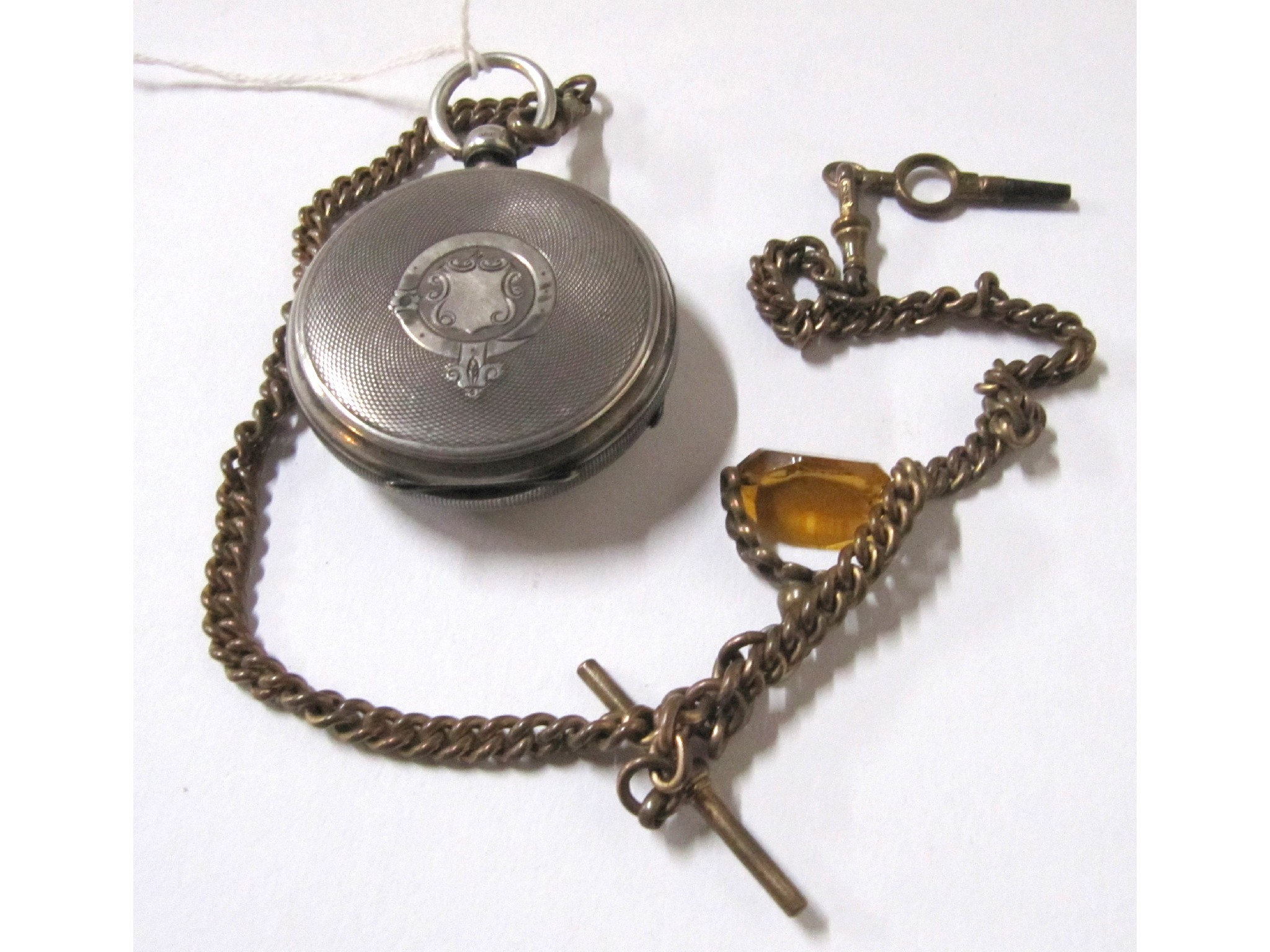 Appraisal: A silver pocket watch on brass Albert