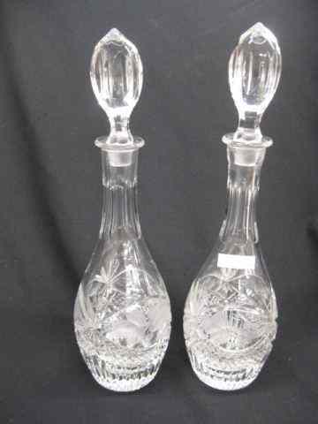 Appraisal: Pair of Cut Crystal Decanters diamond decor grape vine panel