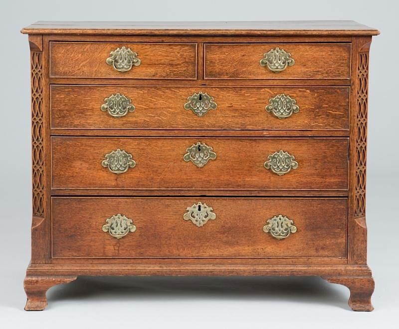 Appraisal: Geo III Oak Chest with Carved Corners Diminutive George III