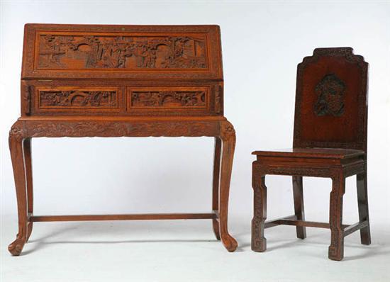 Appraisal: ASIAN DESK AND CHAIR George Lee Company Hong Kong st