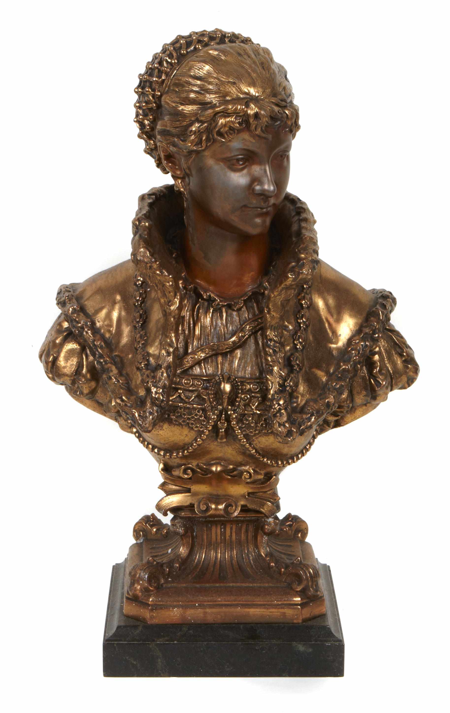 Appraisal: A French gilt bronze bust of a Renaissance maiden height