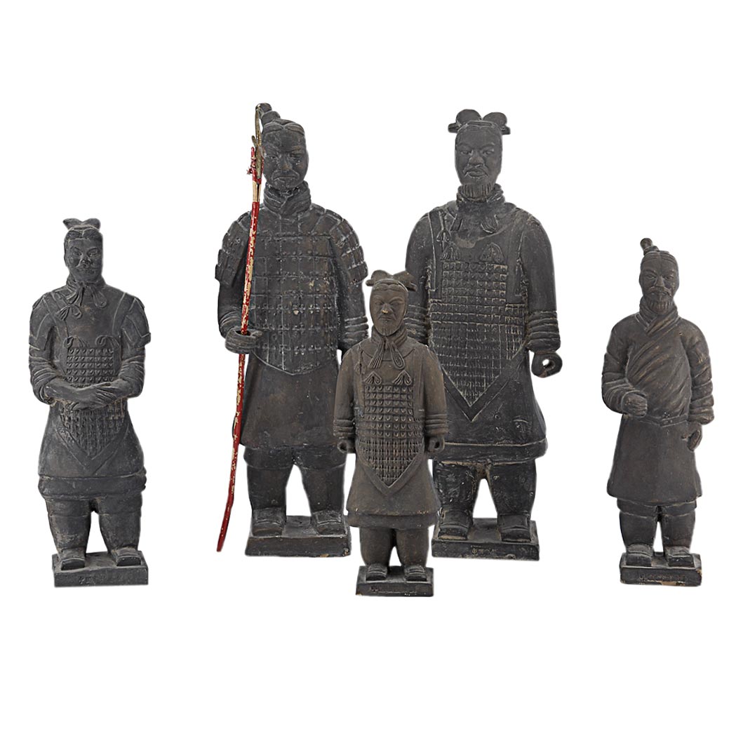 Appraisal: Group of Five Chinese Pottery Figures of Elders Height of