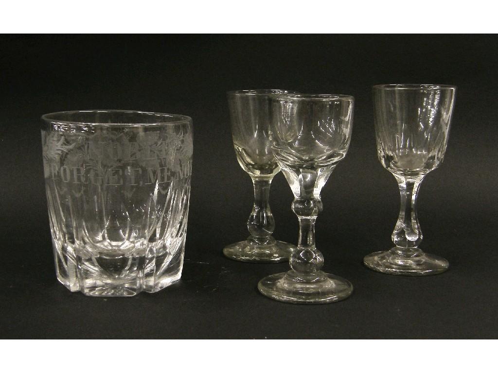 Appraisal: Three various small th th century drinking glasses with faceted