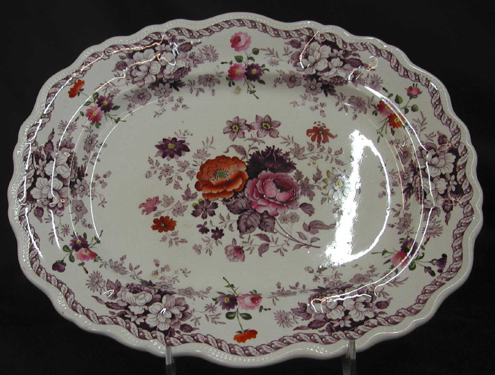 Appraisal: Ridgway Lavender Transfer-Printed Pottery Oval Grilled Meats Platter second quarter