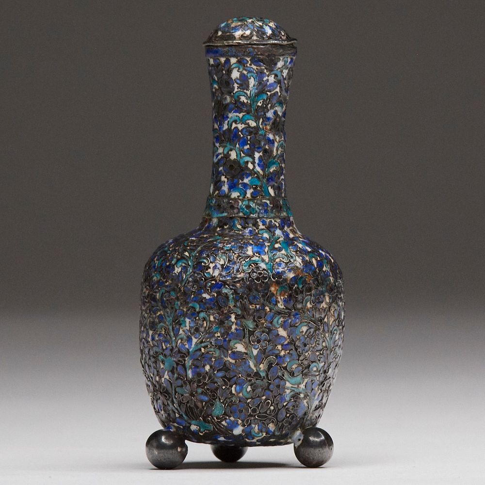 Appraisal: Early th c Chinese Miniature Enameled Silver Bottle Early th