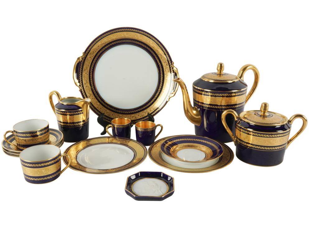 Appraisal: LIMOGES COBALT GILT PORCELAIN DESSERT SERVICEgilt stamped mark U C