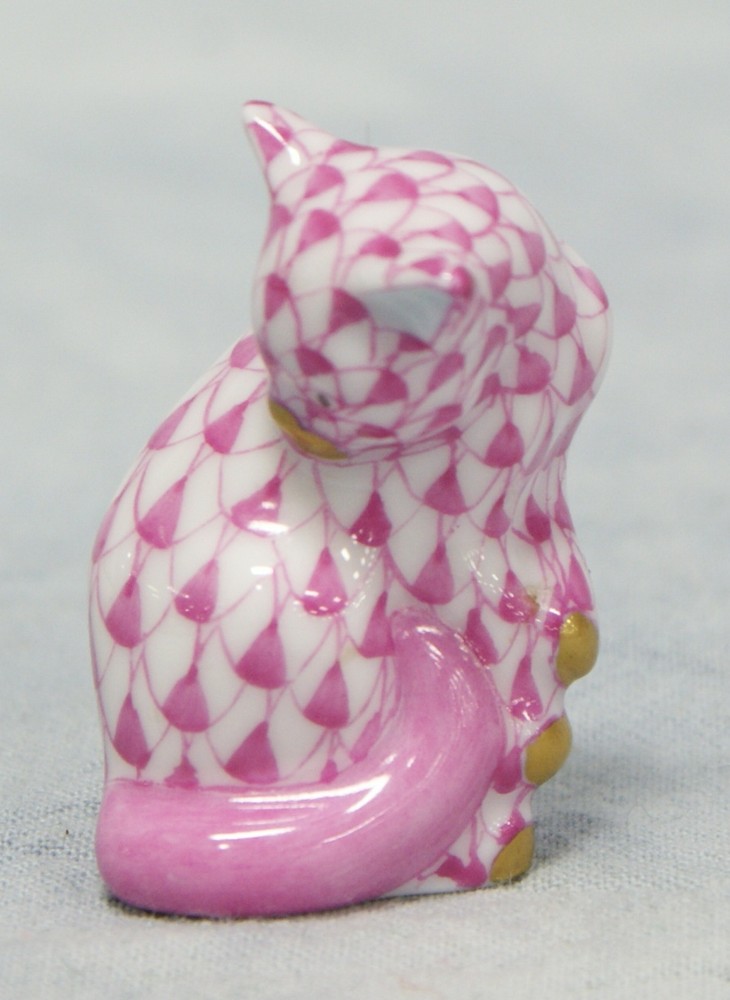 Appraisal: Herend Pink Fishnet Seated Cat figurine tall