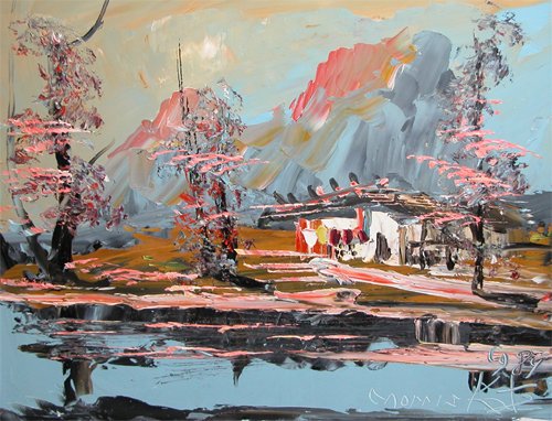 Appraisal: House by Mountain Lake Artist Katz Morris American b The