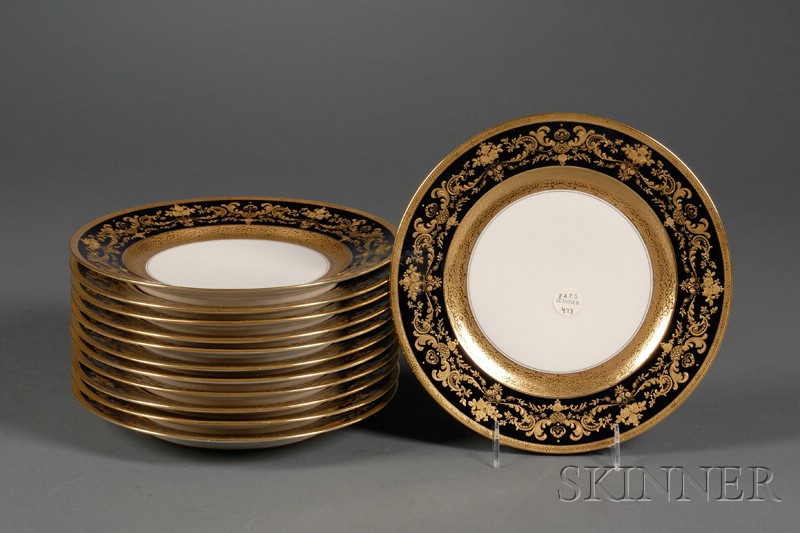 Appraisal: Set of Twelve Limoges Porcelain Service Plates France c gold