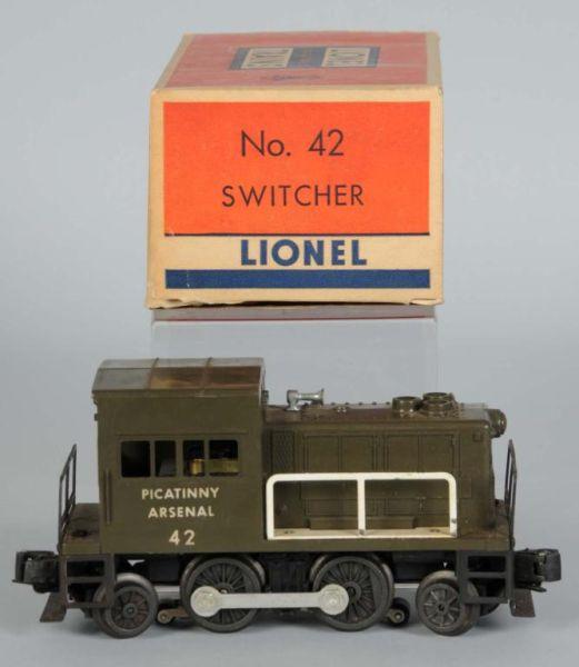 Appraisal: Lionel No Picatinny Arsenal Motorized Unit OB Description Post-war Includes