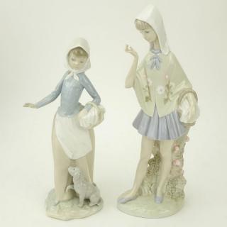 Appraisal: Two Zephir Lladro Style Glazed Porcelain Figurines Both figurines are