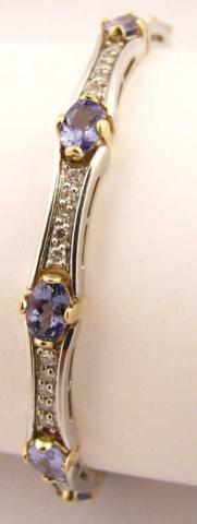 Appraisal: K white and yellow gold diamond and tanzanite bracelet ''