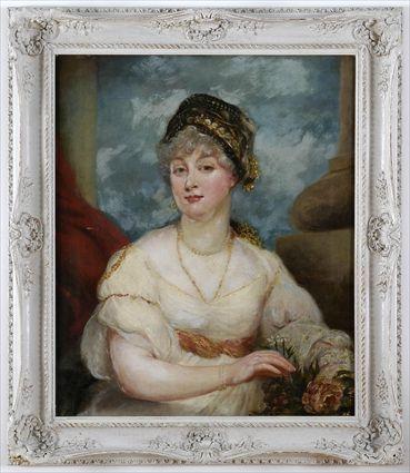 Appraisal: ATTRIBUTED TO JOHN HOPPNER PORTRAIT OF LADY Oil on canvas