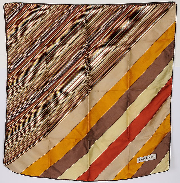 Appraisal: A s silk Pierre Balmain scarf with a design of